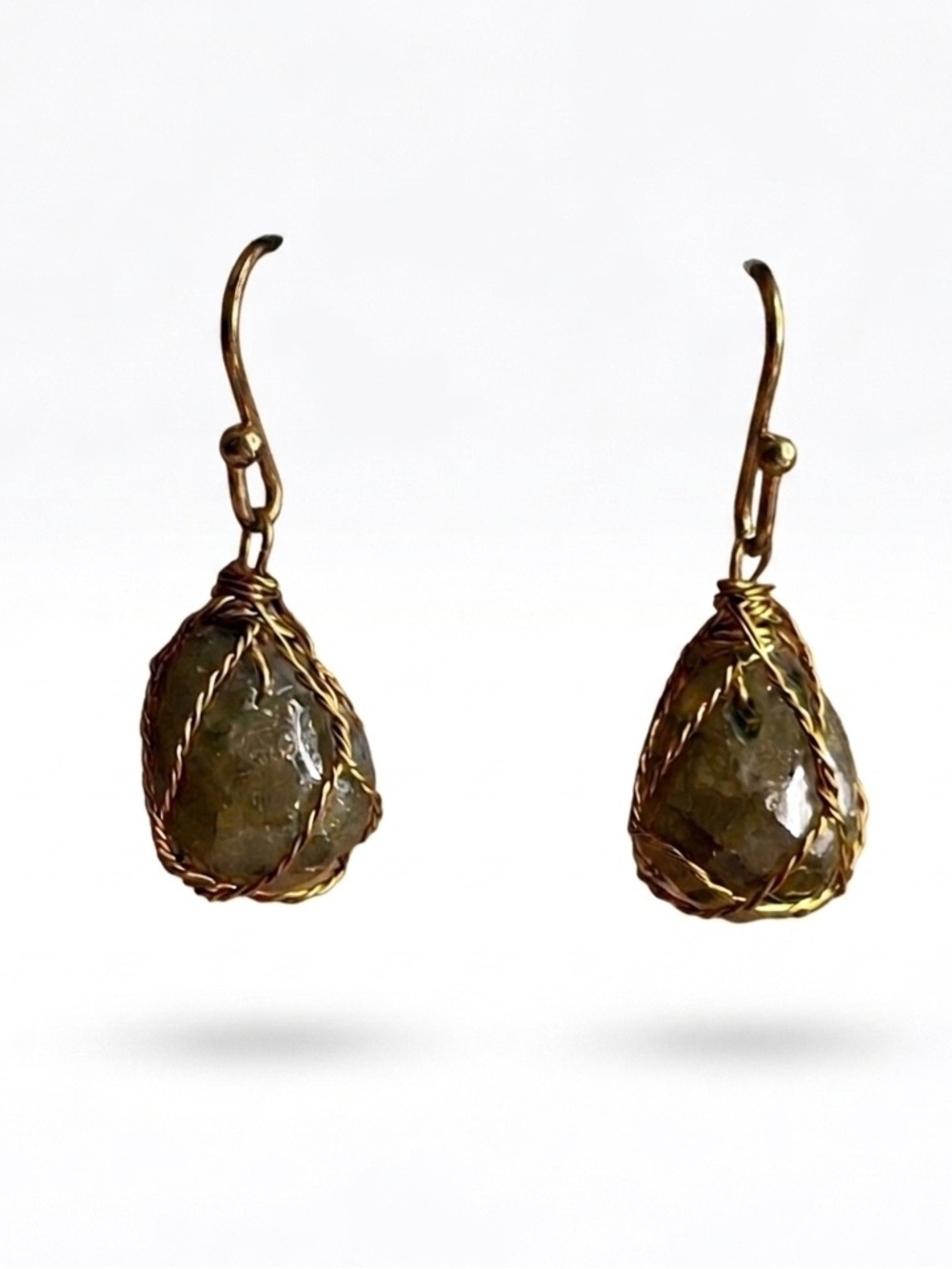 NWT WA Studios Stone Wire-Wrapped Earrings